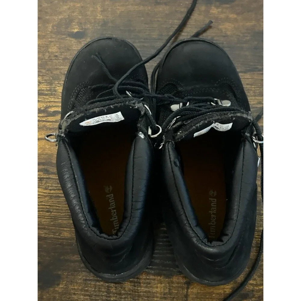 Timberland Kids Field Boots In Black Nubuck Leather Size 1.5 M Youth